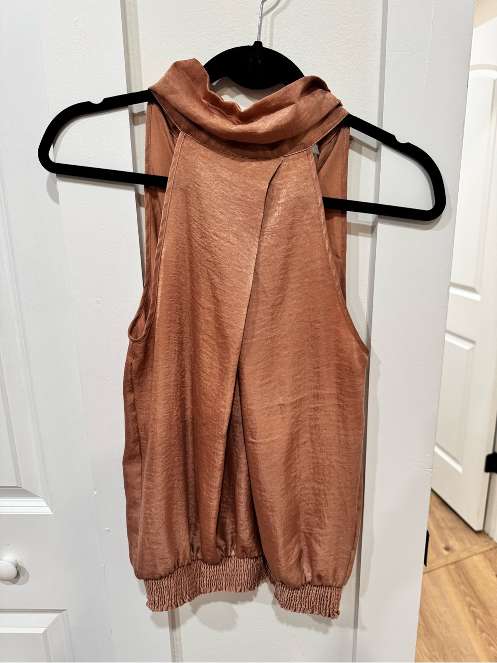 Forever 21 Rust Satin Mock Neck Sleeveless Top